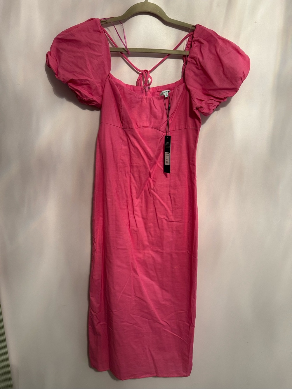 Fashion Nova Pink Puff-Sleeve Midi Dress - Women